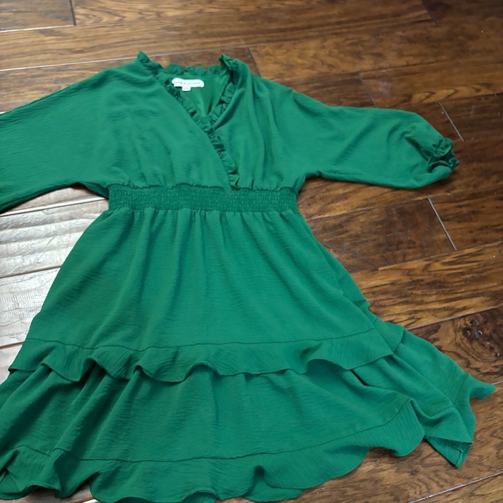 Emma & Michelle emerald green ruffle dress, women’s petite XL